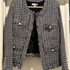 Nanette Lepore Black and White Textured Blazer